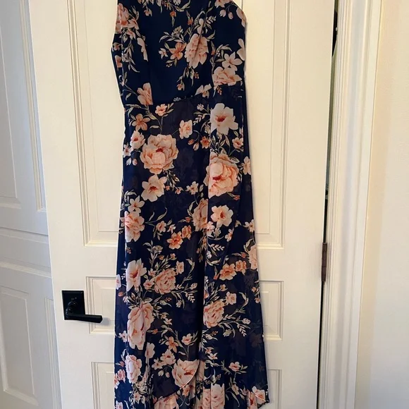 Lulu's Navy Floral Maxi Dress with Pink Blooms - Picture 4 of 5